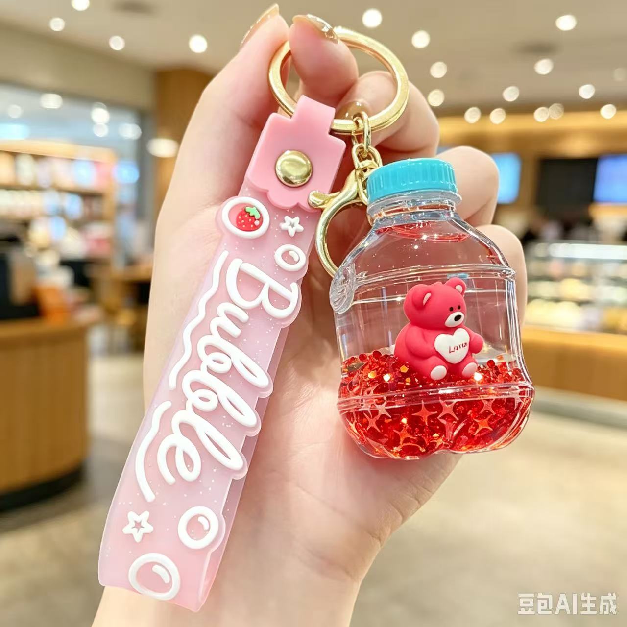 Floating Quicksand Key Chain Transparent Quicksand Key Holder Pvc Key Chain Pendant  Decorative Bag Charm For Festivals