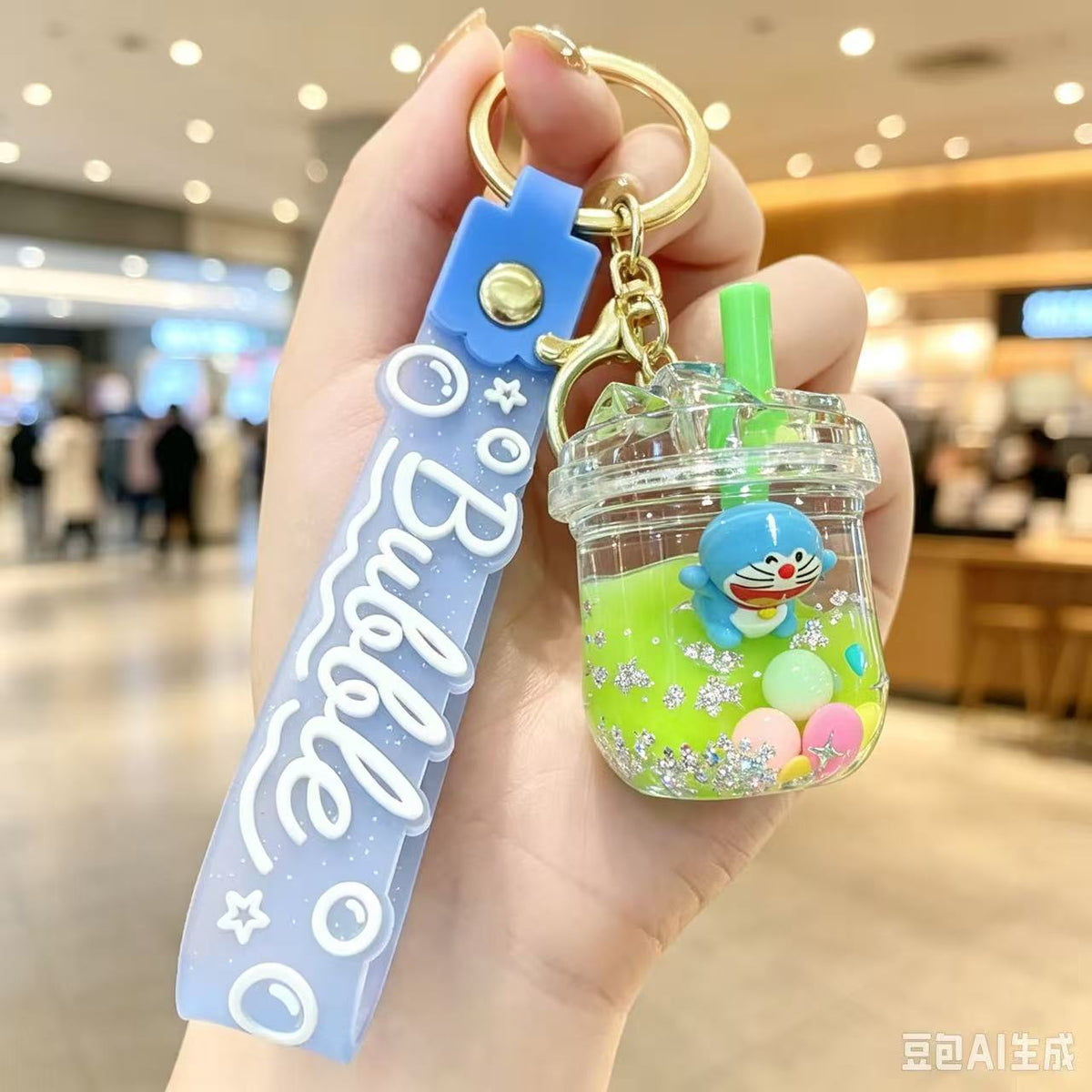Floating Quicksand Key Chain Transparent Quicksand Key Holder Pvc Key Chain Pendant  Decorative Bag Charm For Festivals